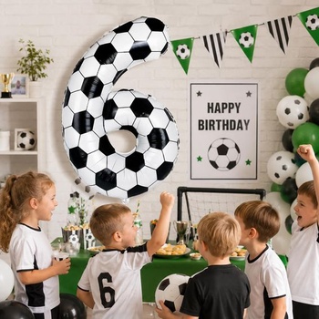 DazzJoy futbalové narodeninové dekorácie pre 6-ročných chlapcov, futbalový balónik pre 6-ročných chlapcov,
