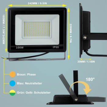 Vonkajší LED reflektor Psatfito G 100W, 2ks