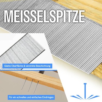 Hřebíky meite F38 s třmenovým pouzdrem 18GA/38 mm, pozinkované hřebíky do třísek 38 mm Hřebíky 18GA