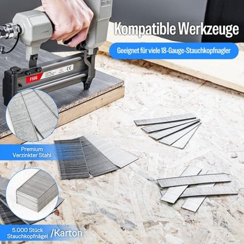 Hřebíky meite F38 s třmenovým pouzdrem 18GA/38 mm, pozinkované hřebíky do třísek 38 mm Hřebíky 18GA
