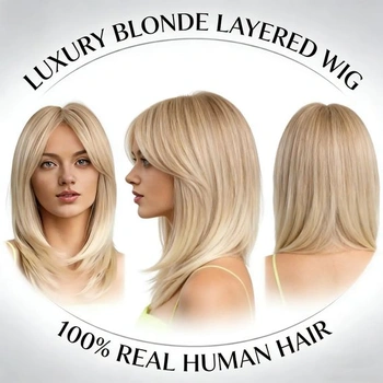 Blond paruky pro ženy, dlouhé rovné paruky, vrstvené syntetické paruky s ofinou, 20palcové tepelně