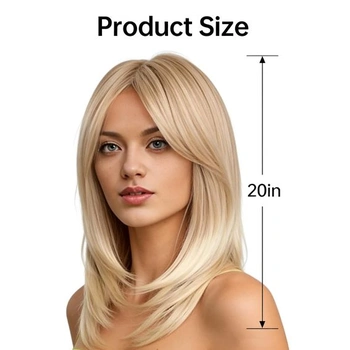 Blond paruky pro ženy, dlouhé rovné paruky, vrstvené syntetické paruky s ofinou, 20palcové tepelně