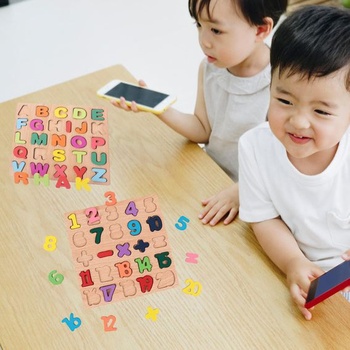 2 ks abecedné a číselné puzzle doska HSYWSH puzzle hračka písmená a čísla ABC písmená čísla design