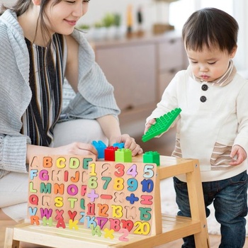 2 ks abecedné a číselné puzzle doska HSYWSH puzzle hračka písmená a čísla ABC písmená čísla design