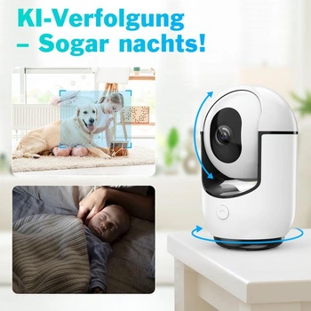 360° vnitřní bezpečnostní kamera, 2K kamera, noční vidění, vnitřní bezpečnostní kamera s PIR