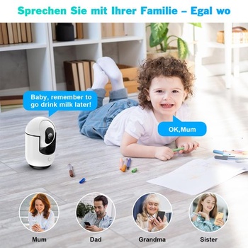 360° vnútorná bezpečnostná kamera, 2K kamera, nočné videnie, vnútorná bezpečnostná kamera s PIR