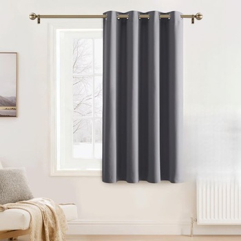 Krátke závesy s poníkom, šedé, nepriehľadné, V 137 x Š 132 cm - 1 kus, zatemňovací záves,