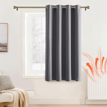 Krátke závesy s poníkom, šedé, nepriehľadné, V 137 x Š 132 cm - 1 kus, zatemňovací záves,