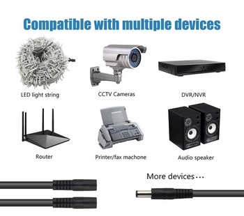 CERRXIAN 5,5/2,1MM 12V DC napájecí distribuční kabel 1 samec-2 samice CCTV DC napájecí distribuční