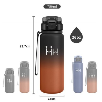 Nerezová fľaša na vodu 750ml, termoska so slamkou, bez BPA, vhodná na sýtené nápoje, otváranie raz