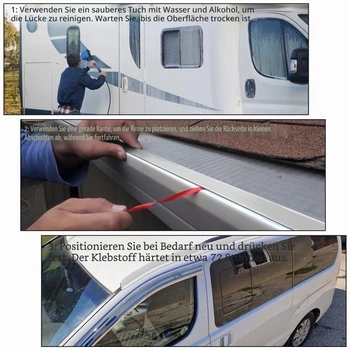 Okapní žlab pro karavan ve tvaru J, samolepicí okapní žlab pro karavany 5M, bílý, 5M
