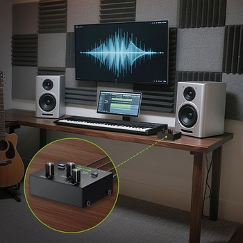 Mini audio mixážny pult LiNKFOR, aktívny mixážny pult, 2kanálový stereo audio mixážny pult s 1