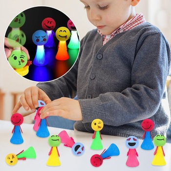 JOKILY 12dielna LED svietiaca skákacia hračka s perím, LED svietiaca hračka pre deti, darčeky na párty,