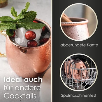 Sada 2 měděných hrnků Beyond Moscow Mule - Měděné hrnky s brčky a dárkovou krabičkou | Sada