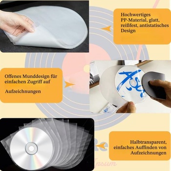100 ks obalů na CD Plastové prázdné obaly na CD Ochranné obaly Plastové obaly Poloprůhledné vnitřní