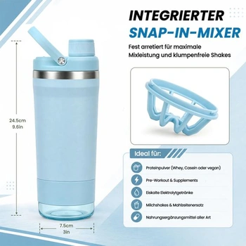 Proteinový šejkr z nerezové oceli, 700ml nerezový šejkr s přihrádkou na prášek, mátově modrá