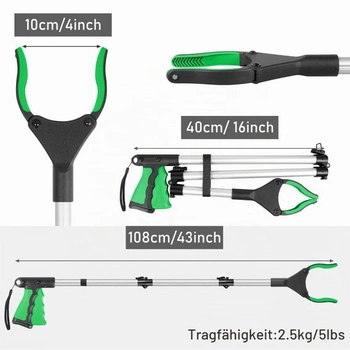 YAUNGEL 108cm drapák pro seniory, skládací drapák s magnetickým uchopovacím ramenem, otočný sběrač