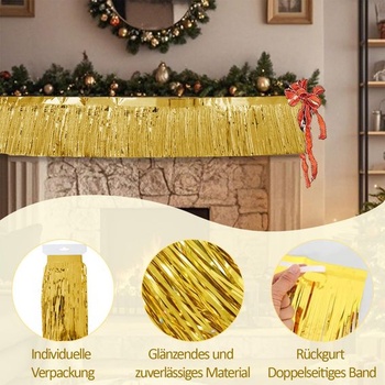 Girlanda s metalickou fóliou a strapcami, pozlátkové strapcové bannery na narodeniny, promócii, svadbu,