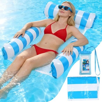 Vodná hojdacia sieť, vodná hojdacia sieť so sieťou, bazénová hojdacia sieť s modrými pruhmi