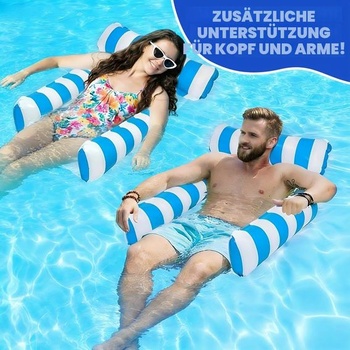 Vodní houpací síť, vodní houpací síť se sítí, bazénová houpací síť s modrými pruhy
