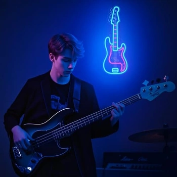 CoolGift Mart basová gitara neónový nápis,