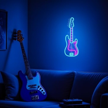 CoolGift Mart basová kytara neonový nápis,