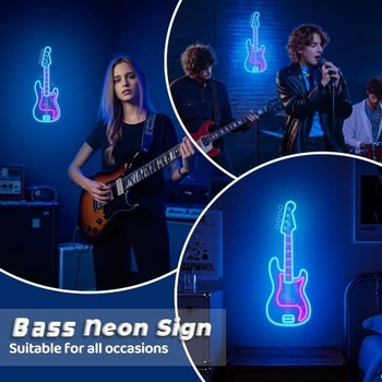 CoolGift Mart basová gitara neónový nápis,