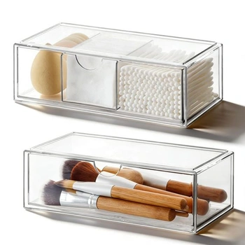 Mini kúpeľňový organizér so zásuvkami, priehľadný zásuvkový…