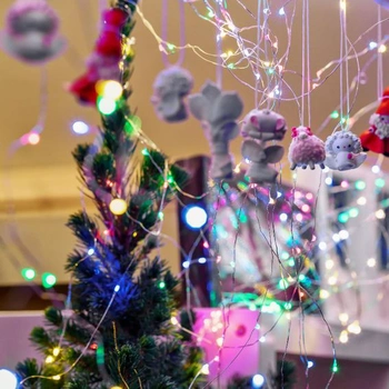 12 barevných řetězových světel na baterie, vyrobených z měděného drátu, 2 m dlouhé, 20 knoflíkových