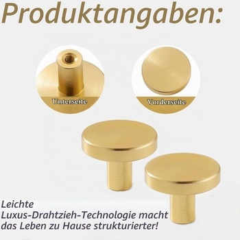 6dílné kulaté úchytky na skříňky Zeaying, matně zlaté, kulaté úchytky 25x20 mm