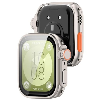 Pouzdro GIOPUEY kompatibilní s Huawei Watch Fit 3, ochranné sklo na displej + rám z tvrdého plastu,