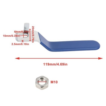 2 kusy čtvrtotáčkové páky 10 x 6 mm s maticemi M10 pro kulový kohout DN25