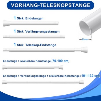Záclonová tyč Bohren 70-126 cm Ø 22 mm