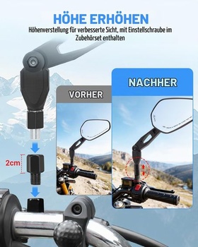 SUPAREE Spätné zrkadlo na motocykel, schválené pre elektroniku, skladacie zrkadlo na motocykel,