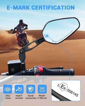 SUPAREE Spätné zrkadlo na motocykel, schválené pre elektroniku, skladacie zrkadlo na motocykel,