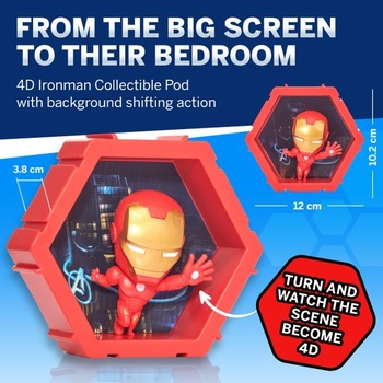 WOW! PODS 4D Marvel Ironman, Unikátní, propojená sběratelská figurka s kývavou hlavou, která se