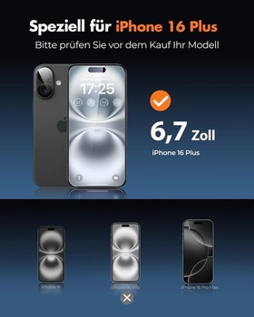 Ochranné tvrdené sklo UNBREAKcable pre iPhone 16 Plus (3 ks), vylepšené duálne tvrdené sklo +