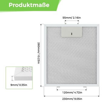 Nerezový digestor 23 x 26 cm, náhradný tukový filter, digestor, kuchynský tukový filter, kovový