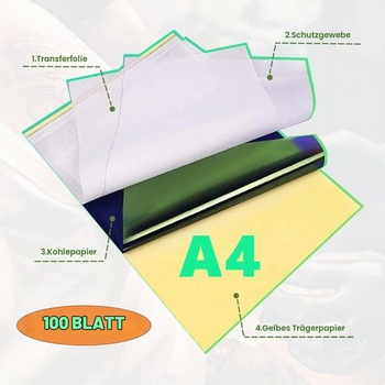 100 ks šablónový papier tetovací transferový papier tetovací tlačový papier 100 papierov A4