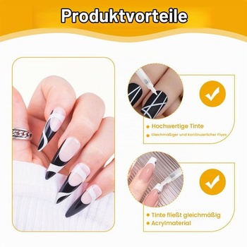 Pero na bělení nehtů French Nails – Bílé pero na lak na nehty pro kreativní zdobení nehtů, sady