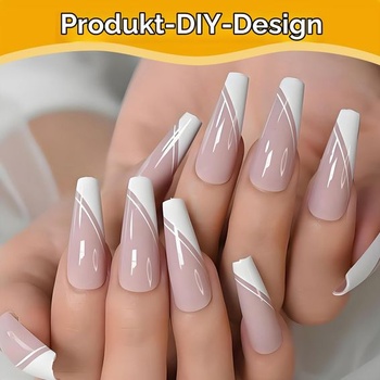 Pero na bielenie nechtov French Nails – Biele pero na lak na nechty na kreatívne zdobenie nechtov, sady