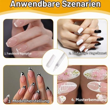 Pero na bielenie nechtov French Nails – Biele pero na lak na nechty na kreatívne zdobenie nechtov, sady