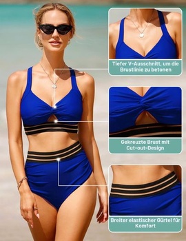 Dámske bikiny UMIPUBO s vysokým pásom, push-up setom a veľkými prsiami, sexy, veľkosť M, modré