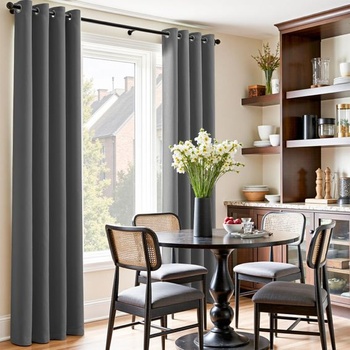 Zatemňovacie závesy Vangao s očkami, sada 2 kusov, V 245 x Š 140 cm, tmavo šedá | Tmavosivá V 245 x Š