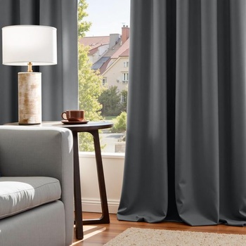 Zatemňovacie závesy Vangao s očkami, sada 2 kusov, V 245 x Š 140 cm, tmavo šedá | Tmavosivá V 245 x Š