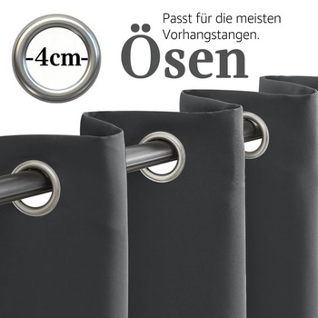 Zatemňovacie závesy Vangao s očkami, sada 2 kusov, V 245 x Š 140 cm, tmavo šedá | Tmavosivá V 245 x Š