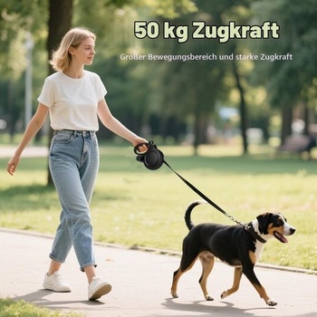 8m samonavíjacie vodítko pre psov s ochranou proti uhryznutiu, dávkovačom sáčkov na exkrementy a