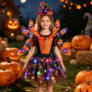 Pavoučí kostým pro dívky, tylová sukně, pavoučí batoh, pavoučí čelenka, halloweenský kostým, dětské