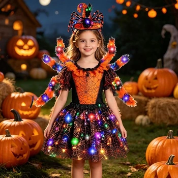 Pavúčí kostým pre dievčatá, tylová sukňa, pavúčí batoh, pavúčia čelenka, halloweensky kostým, detské