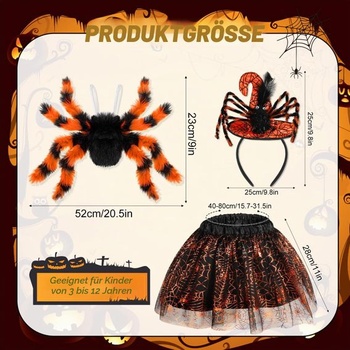 Pavúčí kostým pre dievčatá, tylová sukňa, pavúčí batoh, pavúčia čelenka, halloweensky kostým, detské